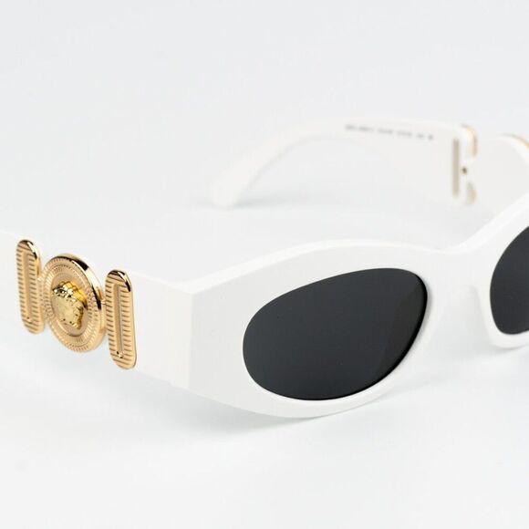 NEW Versace VE4480U 314/87 White Dark Grey Oval Unisex Sunglasses